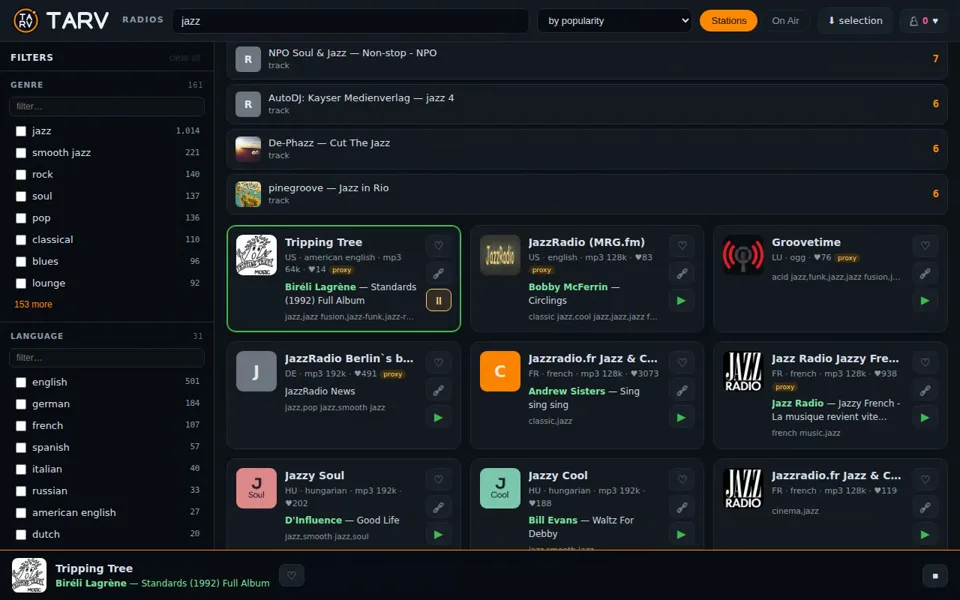 The radios.tarv.app station catalog